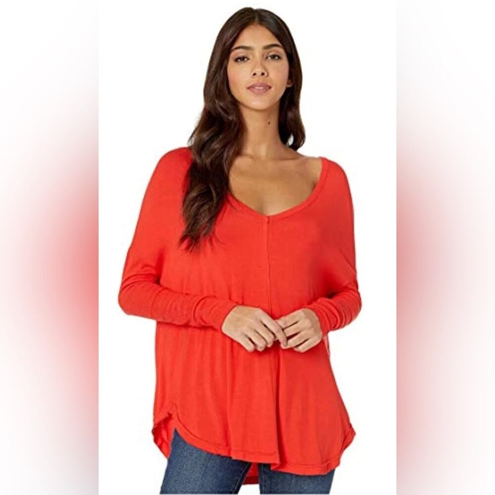 Free People Moonshine Tunic V-Neck Long Sleeve T-Shirt Top Small